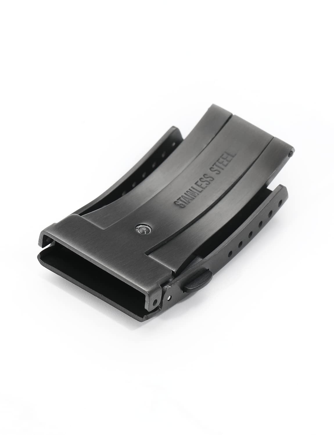 watchdives Watch Buckle 18mm/20mm/22mm Fold Safety Milled Clasp Replacement Stainless Steel Watchband Clasp (Black, 20mm)