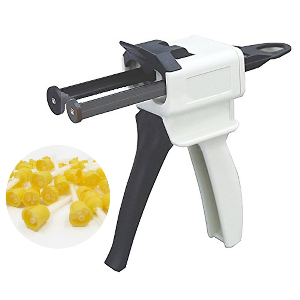Dental Impression Mixing Dispensing 50ml Dispenser Gun 11(21) with 50pcs Mixing Tips Amazon