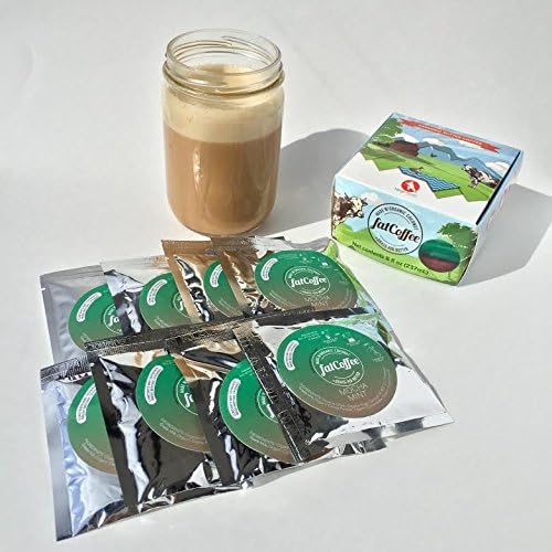 fatCoffee - Organic, 100% Grass-fed Butter Coffee to Power Your Coffee or Tea, 8 packets, Mocha Mint