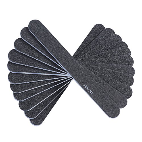 Makartt Professional Nail Files Black Washable Double Sided 180/240 Grit Nail Buffering File 10pcs