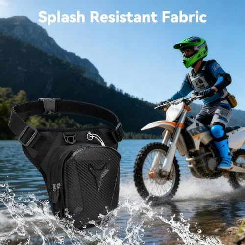 CHUANFU Adjustable Motorcycle Leg Bag, Waterproof Motorcycle Leg Bag for Men and Women, Multifunctional Thigh Bag with Expandable Pocket, for Cycling, Hiking, Fishing, Camping