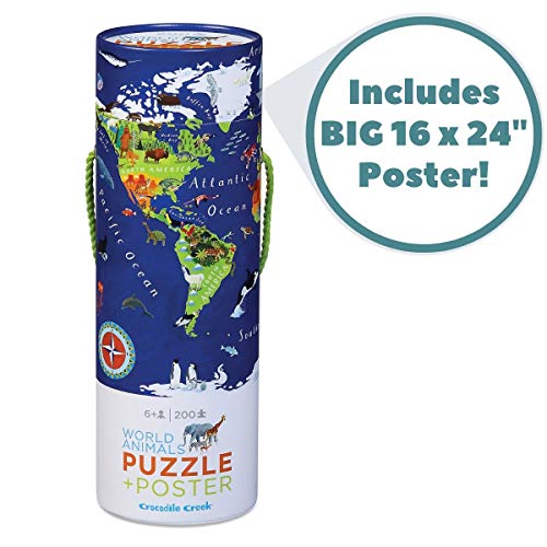 Crocodile Creek World Map Jigsaw Puzzle and Matching Poster 200
