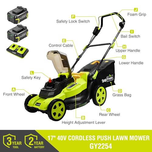 SnapFresh 40V 17” Brushless Lawn Mower – 2 x 5.0Ah Batteries Electric photo 10