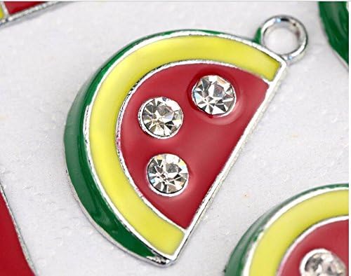 M203-D Wholesale Adorable 10pcs Crystal Water Melon Fruit Charms Pendants