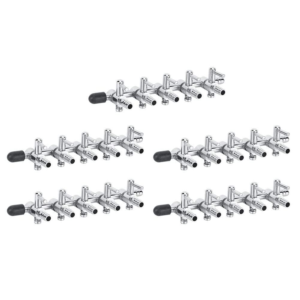 5 PCS Aquarium Control Valve, 5 Way Stainless Steel Aquarium Air Flow Control Lever Valve Manifold, Fish Tank Air Flow Distributor Splitter(5 Way)