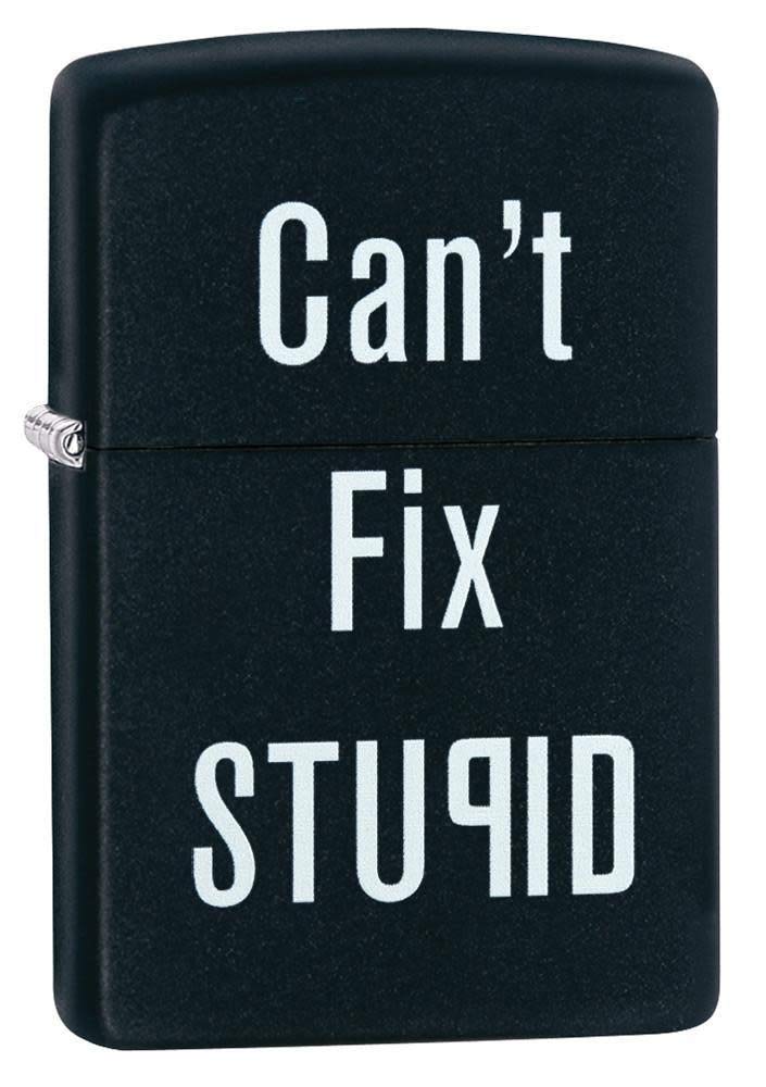Zippo Unisex Adult CAN'T FIX STUPID windproof pocket lighter - BLACK MATTE,