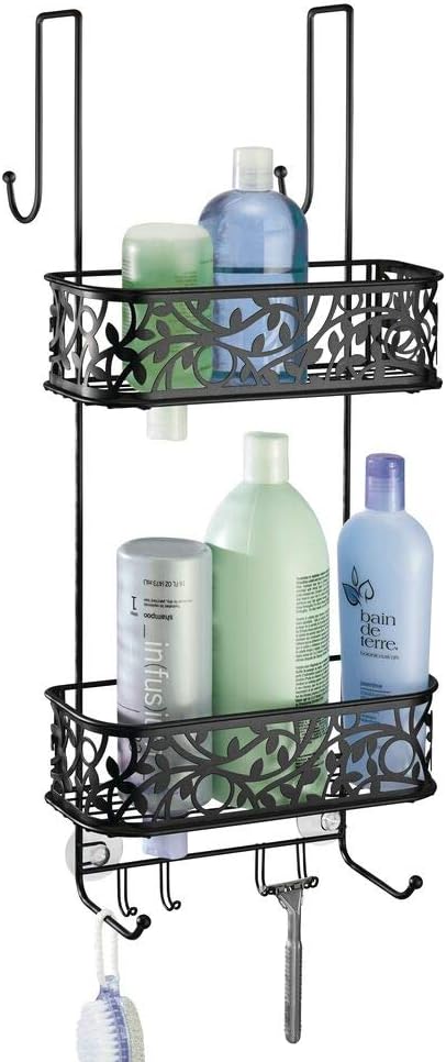 Kitsure Duschregal Ohne Bohren - 2-stöckige Duschablage Schwarz 29,1cm