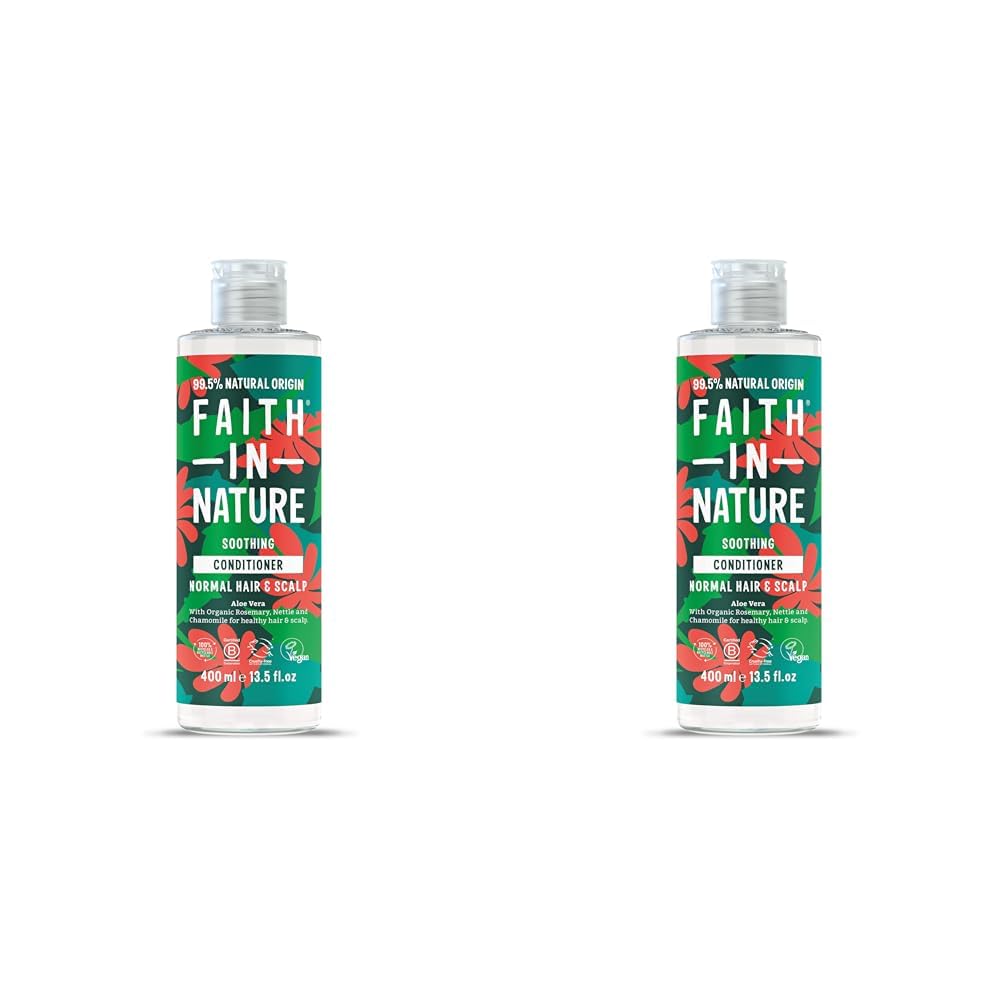 Faith In Nature Organic Aloe Vera Conditioner, Soothing for Normal Hair & Scalp, Vegan & Cruelty Free, No SLS, Silicones or Parabens, 400ml (Pack of 2)