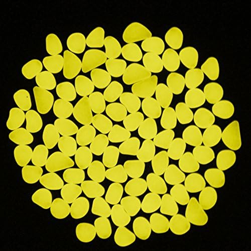 100 Pcs Glow in the Dark Garden Pebbles for Walkway Yard Luminous Cobblestones Pebbles Stones (Yellow)