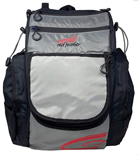 Red Feather Disc Golf Backpack - 20+ Disc Capacity with Matching Rainfly - Extra Storage and 2 Water Bottle Holders