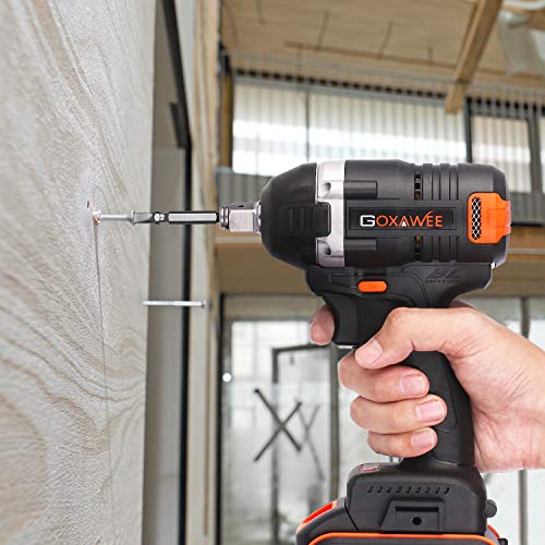 Cordless Impact Wrench 1/2 Inch - GOXAWEE 20V Electric Impact Gun (4Ah Battery, 300Nm, Brushless, 1/2 & 1/4 Inch Quick Chuck, 2-Speed, Tool Bag) - High Torque Impact Driver Kit for Home & DIY Project - Thumbnail 5