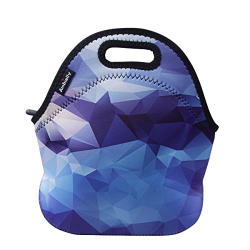 Ambielly Neoprene Lunch Bag/Lunch Box/Lunch Tote/Picnic Bags Insulated Cooler Travel Organizer (Blue Diamond)