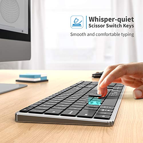 MultiDevice Bluetooth Keyboard and Mouse, Full Size Ultra Thin