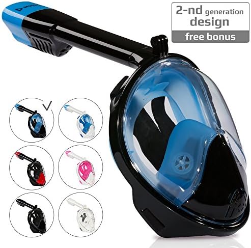 Snorkeling Underwater Diving Mask By Seagard - Innovative 2017 Full Face Design - 180° Panoramic View - Comfortable Fit - Antifog &amp; Anti-leak - Easy Breathing - GoPro Compatible - Variety Of Colors