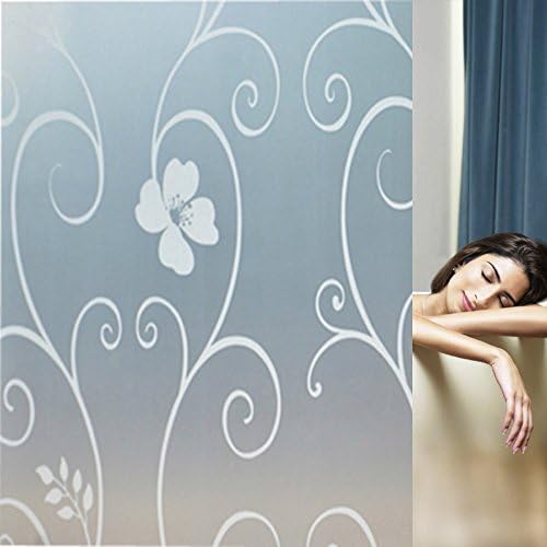 Seacan Window Film Non Adhesive Frosted Privacy Window Film Self Static Decorative Static Cling Glass Door Sticker Both Suitable for Home and Office 17.7 by 78.7In