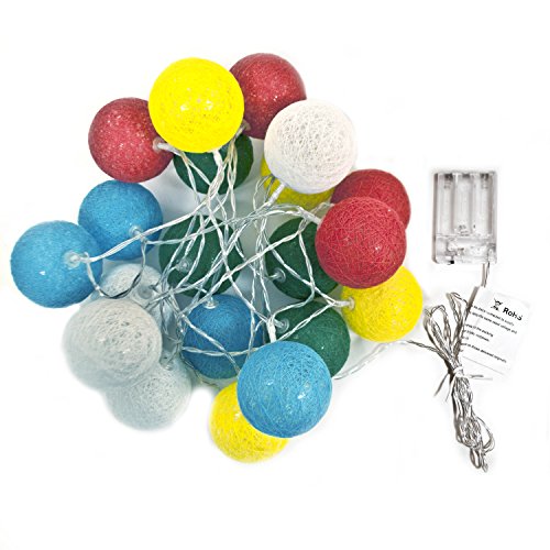 Aleko 2b20ledcoball battery 20 led multicolor cotton balls flash …