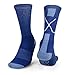 ChalkTalkSPORTS Hockey Half Cushioned Crew Socks | Crossed Sticks | Royal/White