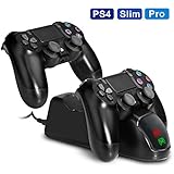 Dual USB Controller Charger for PS4 KINGTOP Charging Dock Station for PlayStation 4 with LED Indicator for Sony Playstation 4 PS4 / PS4 Pro / PS4 Slim Controller