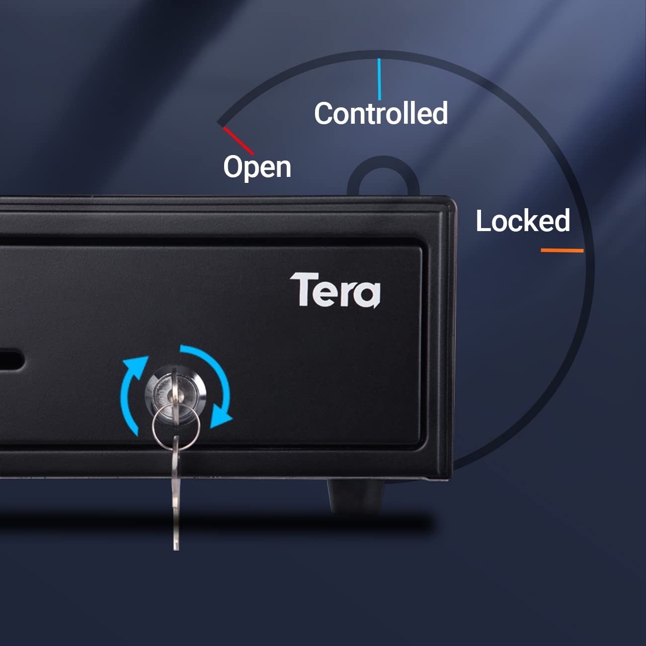 Tera Auto Open Cash Drawer with Micro Switch Fully Removable Tray 16.3” Heavy Duty 5 Bill 8 Coin Cash Register for POS System Media Slot 24V RJ12 Key-Lock for Small Business Retail Store Model 415R