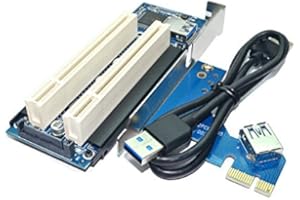 JXSZ PCI-Express PCIe x1 to Dual PCI Slots Adapter with USB 3.0 Cable for Desktop, Server, Win7, Win8, Linux