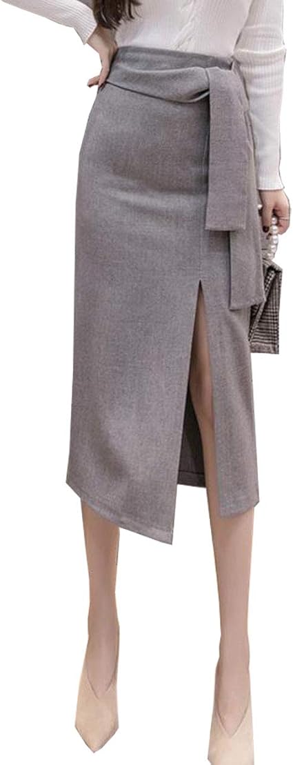 Amazon ふーふうん レディース スリット タイトスカート イレギュラー 着痩せ ロングスカート 秋冬 Aラインスカート スカート 通販