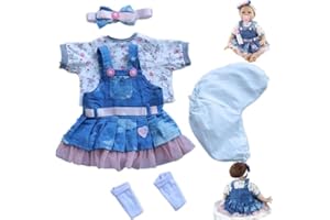 OHIJGN Reborn Baby Dolls Clothes for 17-22 inch Girl Outfits Accesories 【Denim Skirt 5pcs Set 】