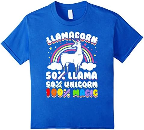Kids Llamacorn Shirt - Funny Unicorn Llama Shirt - 100% Magic 12 Royal Blue
