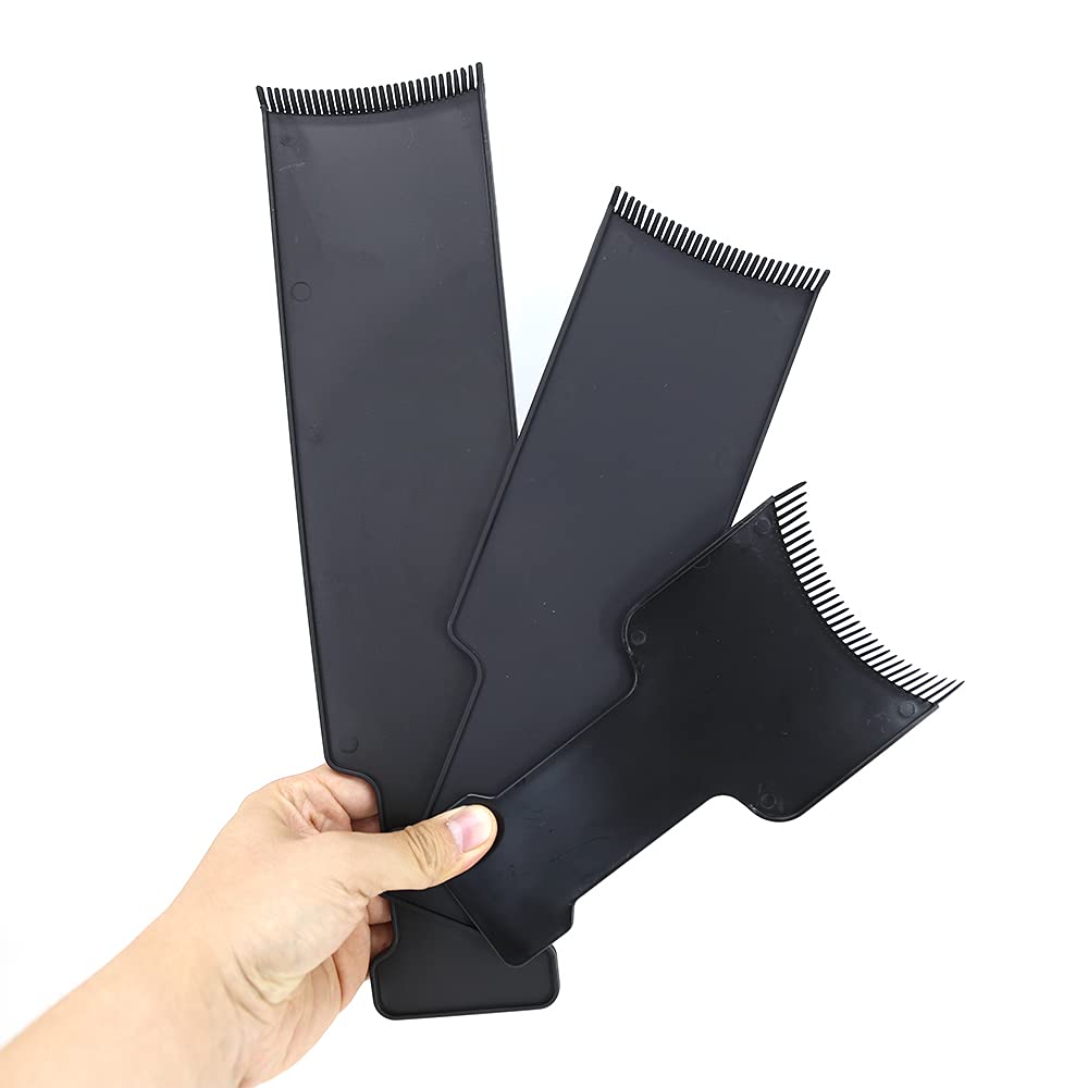 Towarm Colouring Tools & Accessories Flat Top Balayage Board Comb Paddle Board Comb Hair Highlighting Board Hair Colour Board,3Pcs (Black-3pcs)