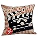 Steven.Smith Movie Theater Cinema Personalized Cotton Linen Square Burlap Decorative Throw Pillow Case Cushion Cover 18 Inch (4 Pack Cinema Popcorn)