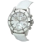 LADIES 36MM WENGER 70748 WHITE MOP DIAL CERAMIC BEZEL CHRONOGRAPH WATCH