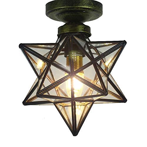 Star Ceiling Light Shade Clear Glass Transparent Lampshade Chandeliers Lights Loft for Corridor Aisle Door Bar Bedroom Restaurant Living-room Home Lighting