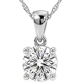 La Joya Diamond Pendant Necklace | 1 1/2 CTTW Lab Diamond Necklace for Women | Real 14k White Gold | Accompanied by Online Verifiable Certificate and Solid Gold Chain