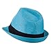 Pleated Hat Band Straw Fedora Hat - Turquoise W18S37F