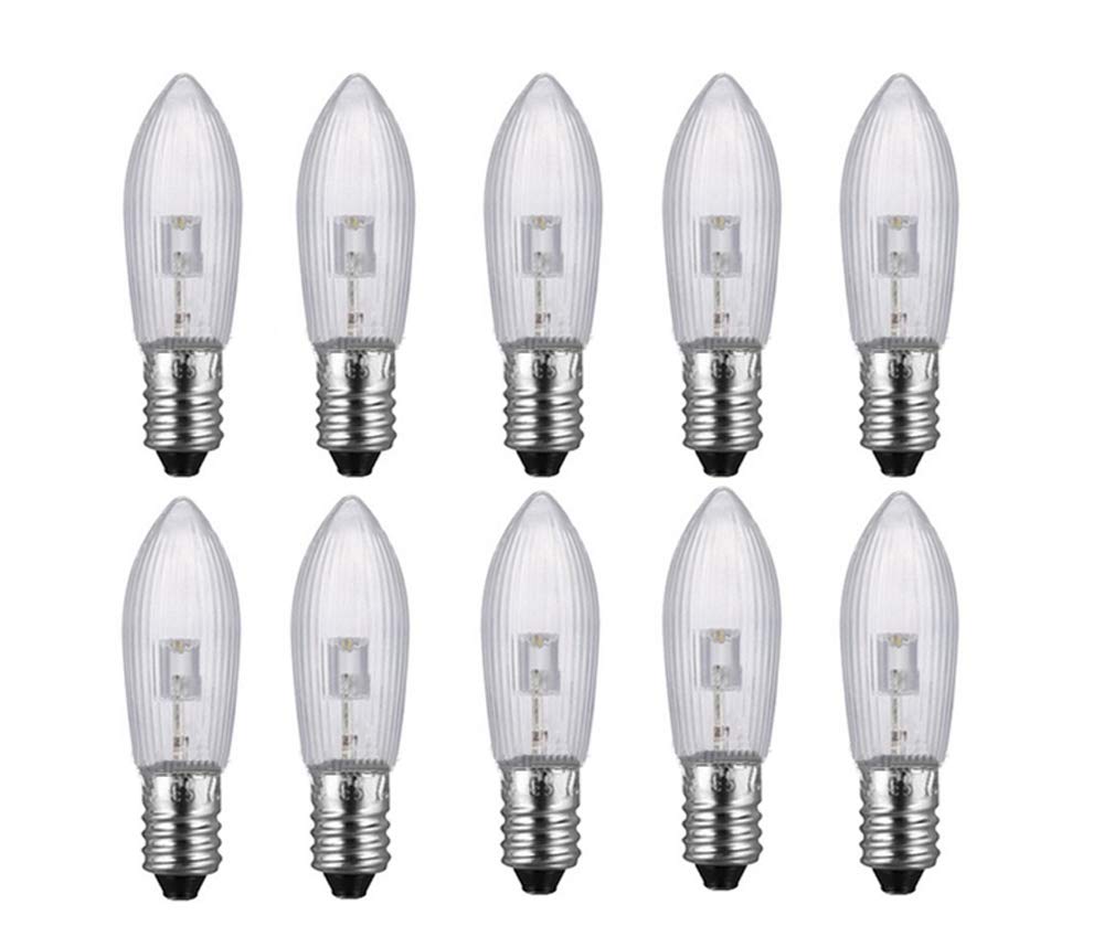 10x Candle Arch Bridge Bulb Christmas Lamp Spare E10 LED Screw Light 10V - 55V AC
