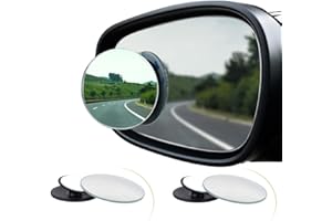 Spurtar Blind Spot Mirrors for Cars, 2 Pack Round Frameless Blind Spot Adhesive Waterproof 360° Rotate Adjustable HD Glass Co