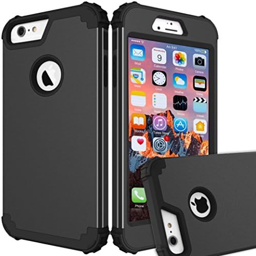 AWINNING iPhone 6 Plus iPhone 6s Plus Case Heavy Duty Shockproof Armor Defender 3in 1 Hybrid Hard PC & Soft Silicone Full Body Protective Phone Case for iPhone 6/6s Plus 5.5 inch –Black
