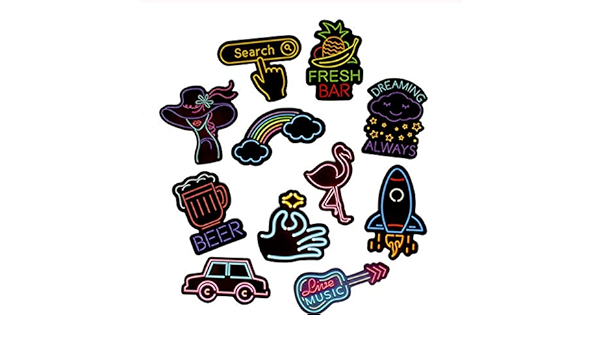 50 PCS Neon Light Sticker Anime Icon Animal Cute Decals ...
