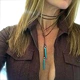Yean Brown Gothic Lace Velvet Wrap Choker Necklace, Long Adjustable Clavicle Choker with Pendant for Women and Girls