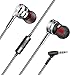 Hhusali Earbuds, Wired In-Ear Metal Earphones, Stereo Bass Headphones with Mic (Silver)