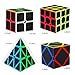 Dreampark Speed Cube Bundle [4 Pack] 2x2 3x3 Pyramid Skew Carbon Fiber Sticker Smooth Magic Cube Puzzle Toy