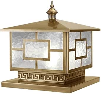 EASTYY Lámpara De Columna De Paisaje Cuadrada Tradicional IP55 Vidrio