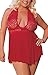 IYISS Women's Exotic See Through Babydoll Lingerie Set (2XL, Red)