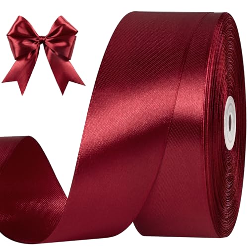 CLUEWR Dark Wine Red Satin Ribbon