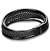 Jstyle Braided Leather Bracelet for Men Bangle Wrap Stainless Steel Magnetic-Clasp 8.5 Inch Black