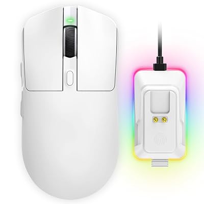 Wireless Gaming Mouse, Tri-Mode 2.4GHz/USB-C/Bluetooth Wireless Mouse with RGB Charging Dock, 24000 DPI, 60Hrs Battery, Ergonomic Lightweight Rechargeable Computer Mice Compatible with PC Mac Laptop
