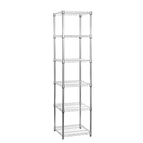 Chrome Wire Shelving Unit with Wheels 5 Shelves, H1875 x W450 x D450