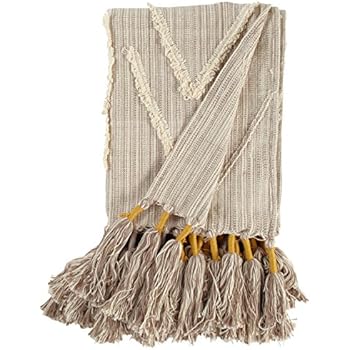 Rivet Modern Hand-Woven Stripe Fringe Throw Blanket, Soft ...