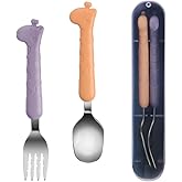 Stainless Steel Travel Kid Utensil Set with Portable Case, Safe Kid Spoon and Fork Set for Self-Feeding, Ideal Toddler Utensil Set for School Lunch, Travel, & Outdoors, Dishwasher Safe (Purple)