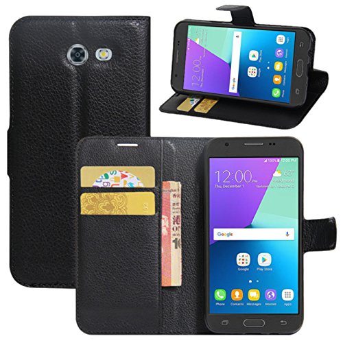 Galaxy J3 2017 Case, Galaxy J3 Emerge Case, Fettion Premium PU Leather Wallet Flip Phone Protective Case Cover for Samsung Galaxy J3 (2017) / J3 Emerge Smartphone (Wallet - Black)