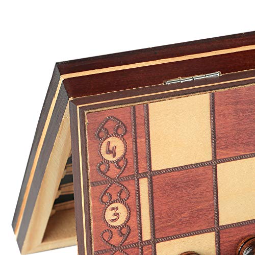3-in-1 Wooden Chess Set & Checkers & Backgammon Set with Folding Carrying Case Folding and Travel Chess Board for Kids Teens Adults 11 inch